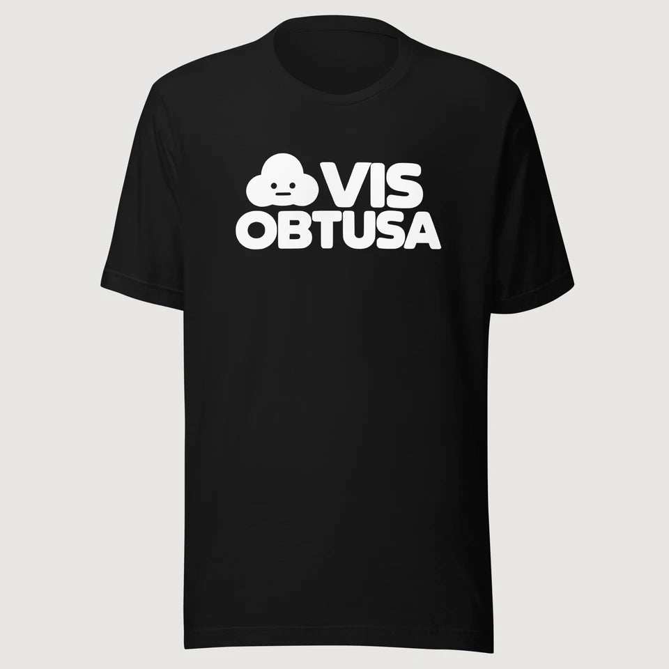 Vis Obtusa — Logo Tee on a black Bella + Canvas 3001 T-shirt, front mockup